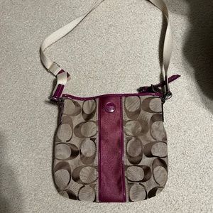 Coach tan signature crossbody purse